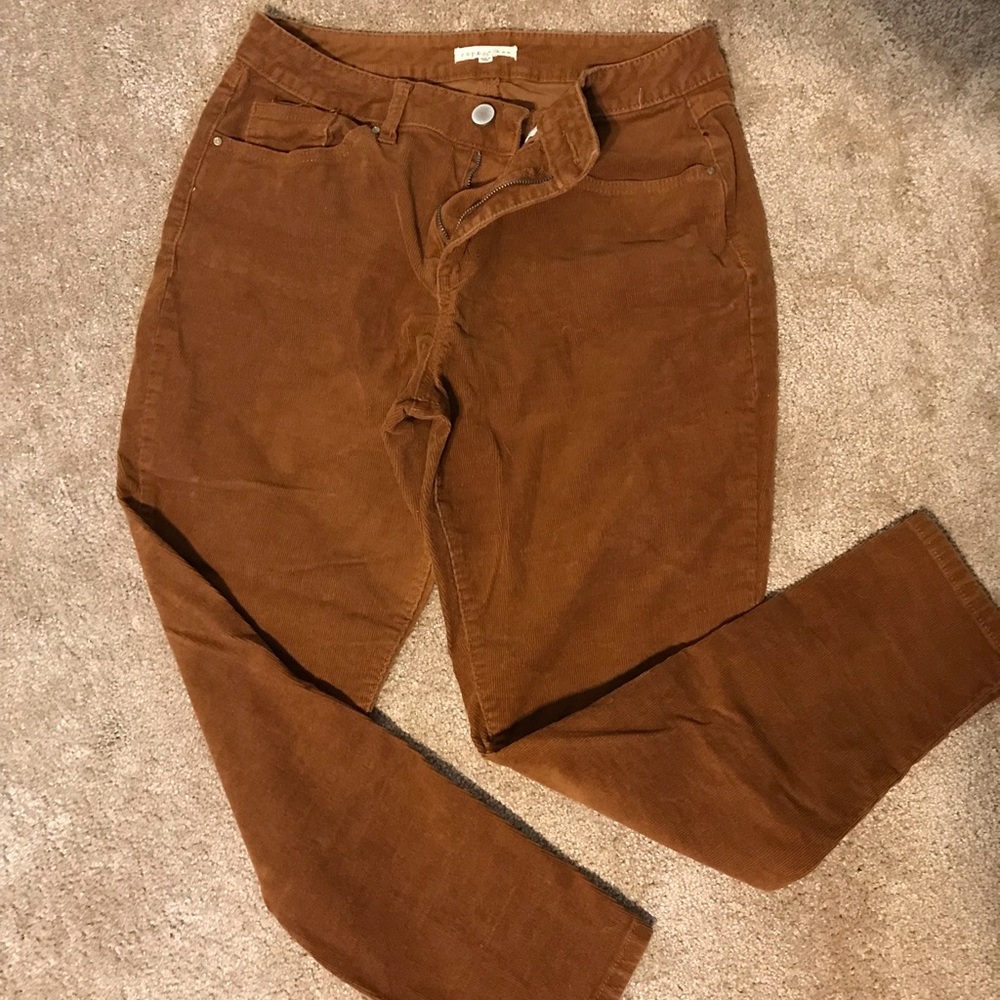 Brown Corduroy Ankle Pants